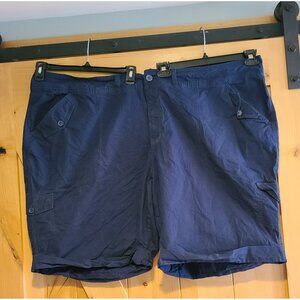 Blue Stretch Bermuda Cargo Shorts Cuffed Avenue Plus Sz 32 55x10"